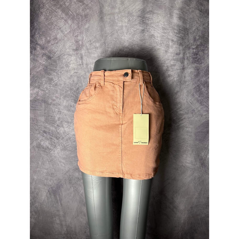 Love Trends NWT Peach Denim Mini Skort Elastic Waist Juniors Size 7